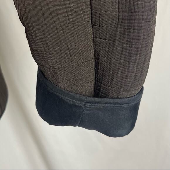 Chico’s Brown W Black Silk Trim Neutral Minimalist Jacket NWOT Size 8 - Picture 5 of 14